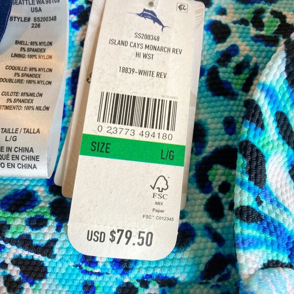 NWT High-Waist Reversible Bikini Bottoms - Tropical & Leopard Print, Size Medium - Picture 8 of 10
